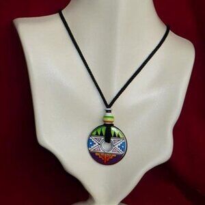 Peruvian Ceramic Pendant - Green Purple